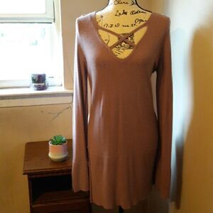 SALE💥FREE PEOPLE LILAC CRISS CROSS FRONT TUNIC TOP MEDIUM